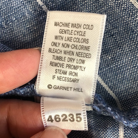 Garnet Hill 100% Linen V-Neck Boxy Tee Short Sleeve Cropped Striped Minimalist L - Picture 10 of 11